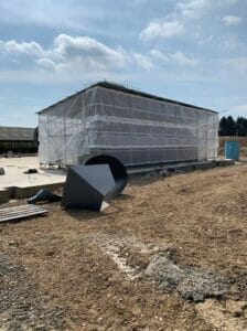 Temporary roof scaffold structure, Redvins Barn, Goodwood Estate, Chichester, West Sussex, PO18
