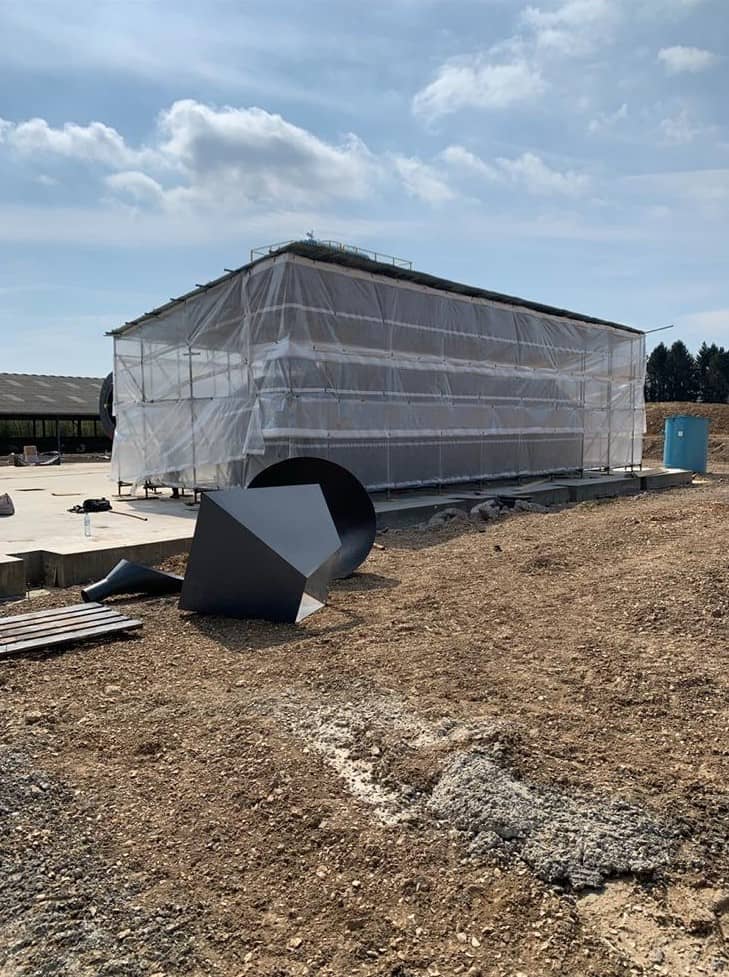 Temporary roof scaffold structure, Redvins Barn, Goodwood Estate, Chichester, West Sussex, PO18